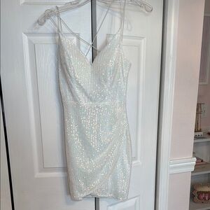 Elegant White Iridescent Sequin Dress from Windsor